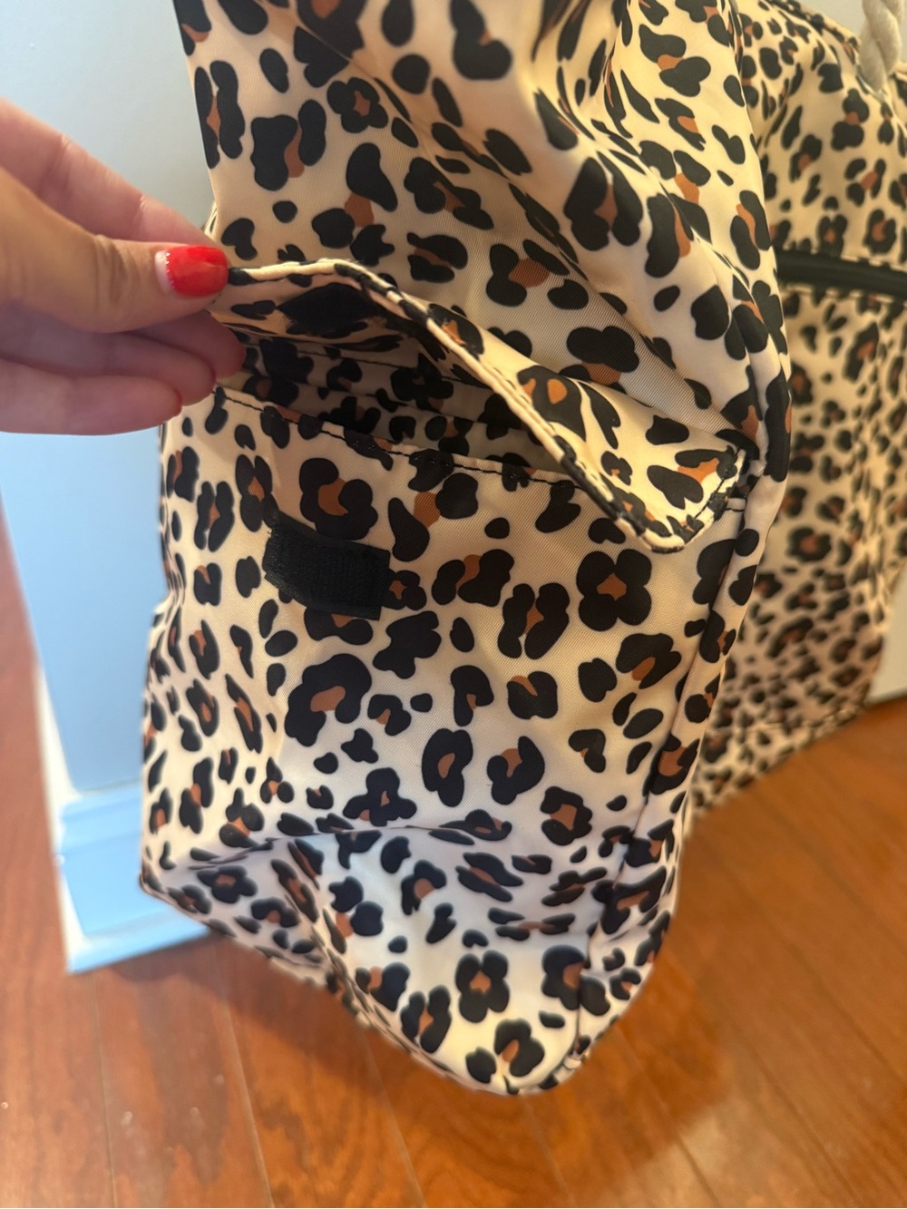 Leopard Print Rope-Handle Tote Bag - Beige/Black - Picture 6 of 10